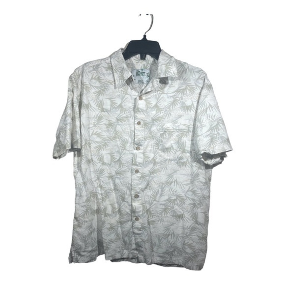 Kingston Grange Mens Bamboo Shirt Short Sleeve Button Down Palm Trees Size Large